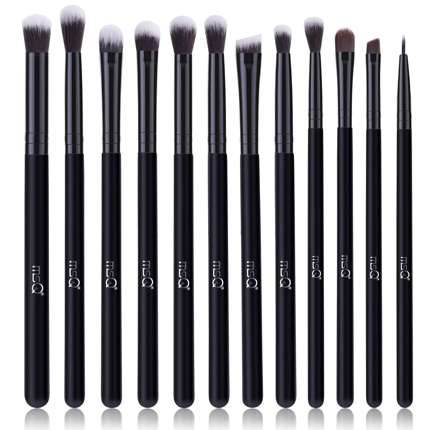 Eye Makeup Brushes 12Pcs Rose Gold Eyeshadow Makeup Brushes Set with Soft Synthetic Hairs & Real Wood Handle for Eyeshadow, Eyebrow, Eyeliner, Blending(Without Bag)