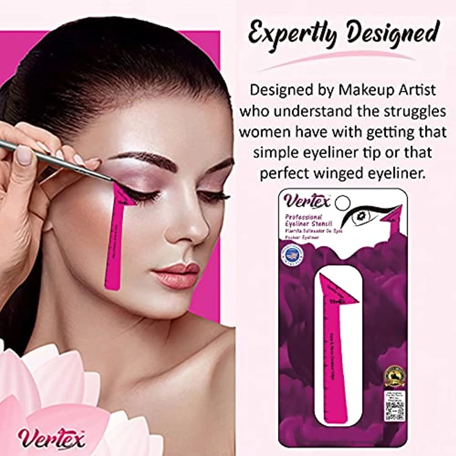 Eyeliner Stencils Wing Tips – Eyebrow Stencil Reusable For Beginners With Liquid Gel Brush Pen Sharpener Angled Winged Tip And Small Angle Eye Stamp Waterproof Pencil Brow Pomade Contour Brushes Set