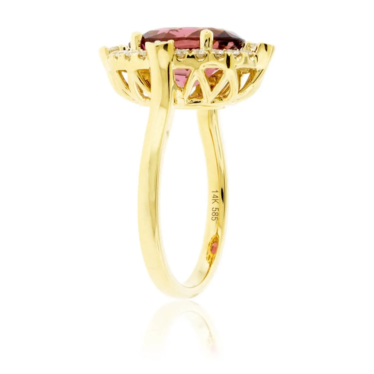 Fancy Cut Pink Tourmaline & Diamond Halo Ring