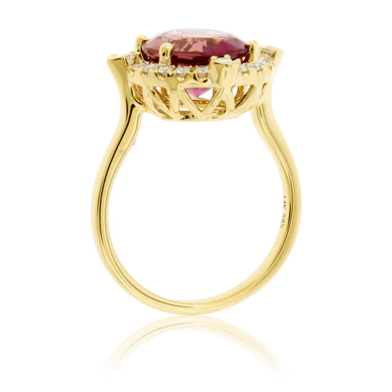 Fancy Cut Pink Tourmaline & Diamond Halo Ring