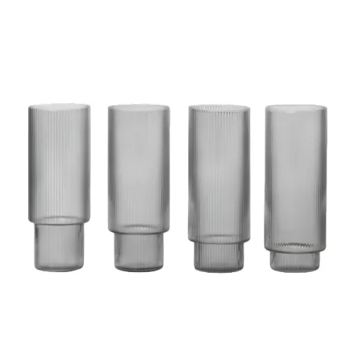 Ferm Living Ripple Long Drink Glasses - Set of 4
