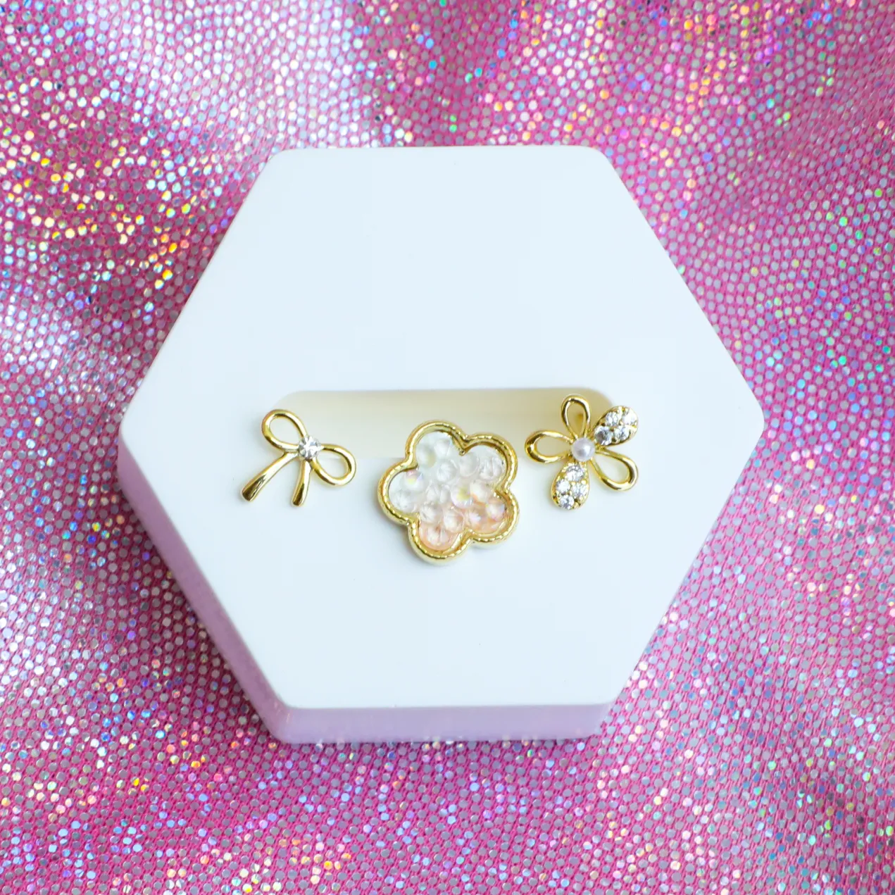 Flower Bow Earring Set