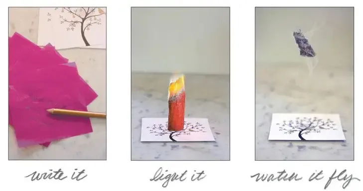 Flying Prayer and Flying Wish Paper plus Tumbled Stone in Drawstring Pouch
