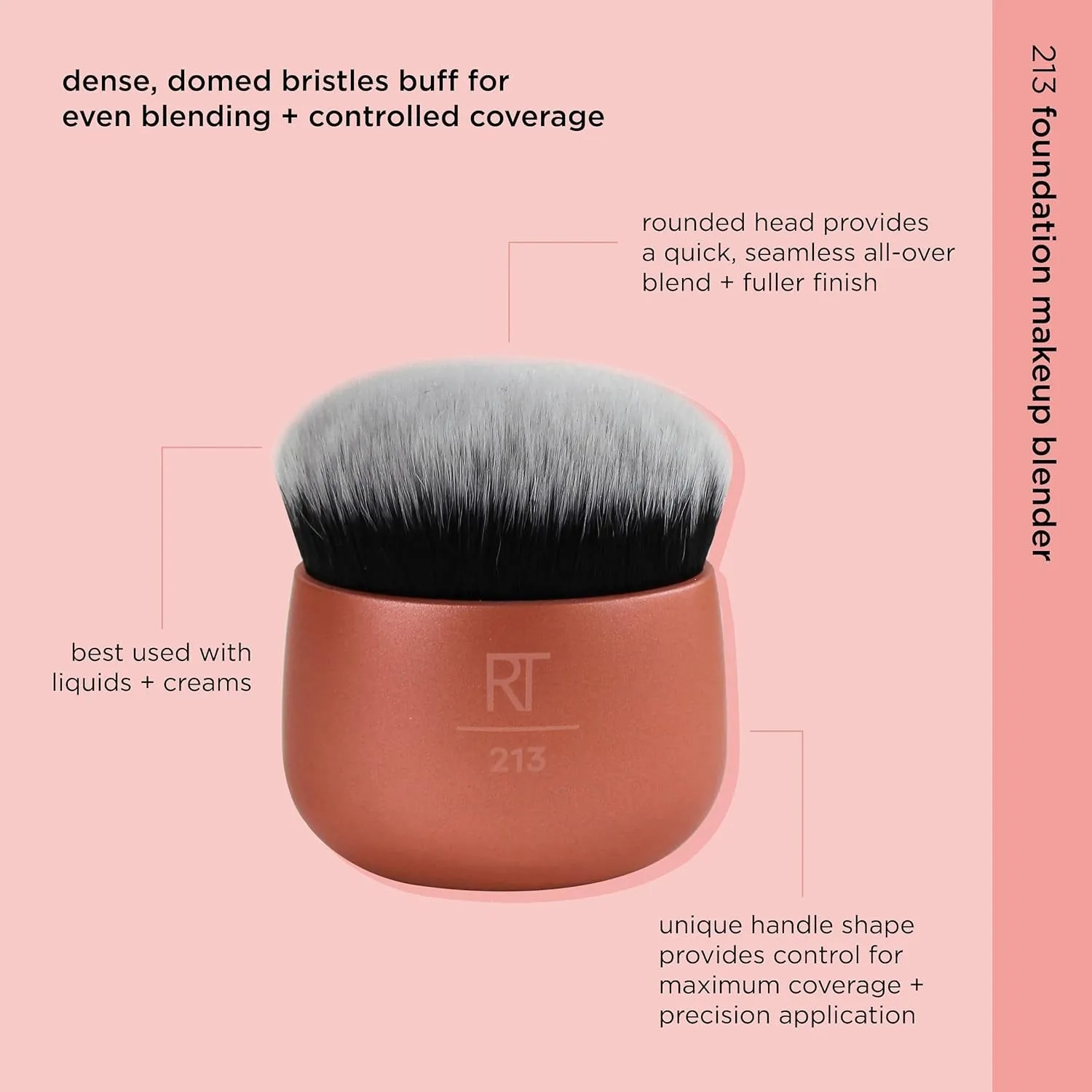 Foundation Makeup Blender, Kabuki Brush for Face or Body Makeup, Works with Liquid or Cream Foundation, No Handle, Blend & Buff Makeup, Dense Synthetic Bristles, 1 Count