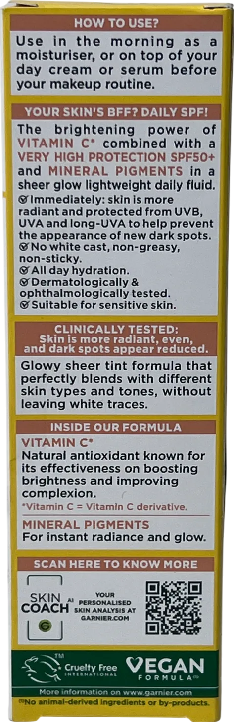Garnier Vitamin C Daily Uv Brightening Fluid Glow Spf 50  40ml