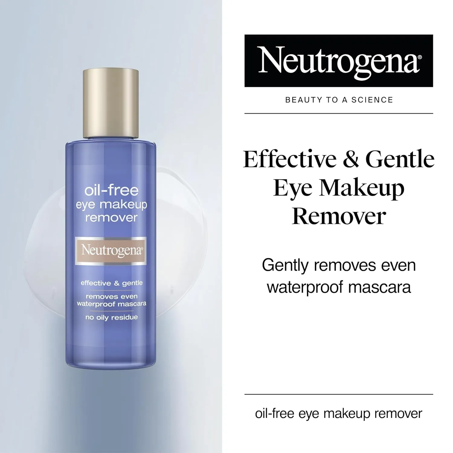 Gentle Oil-Free Eye Makeup Remover & Cleanser for Sensitive Eyes, Non-Greasy Makeup Remover, Waterproof Mascara Remover, Dermatologist & Ophthalmologist Tested, 8 Fl. Oz