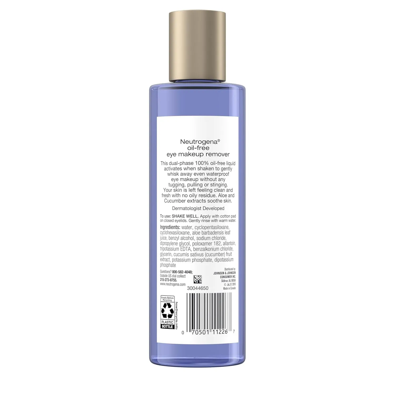 Gentle Oil-Free Eye Makeup Remover & Cleanser for Sensitive Eyes, Non-Greasy Makeup Remover, Waterproof Mascara Remover, Dermatologist & Ophthalmologist Tested, 8 Fl. Oz