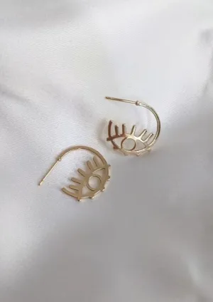 Gold Evil Eye Hoops by Layer the Love