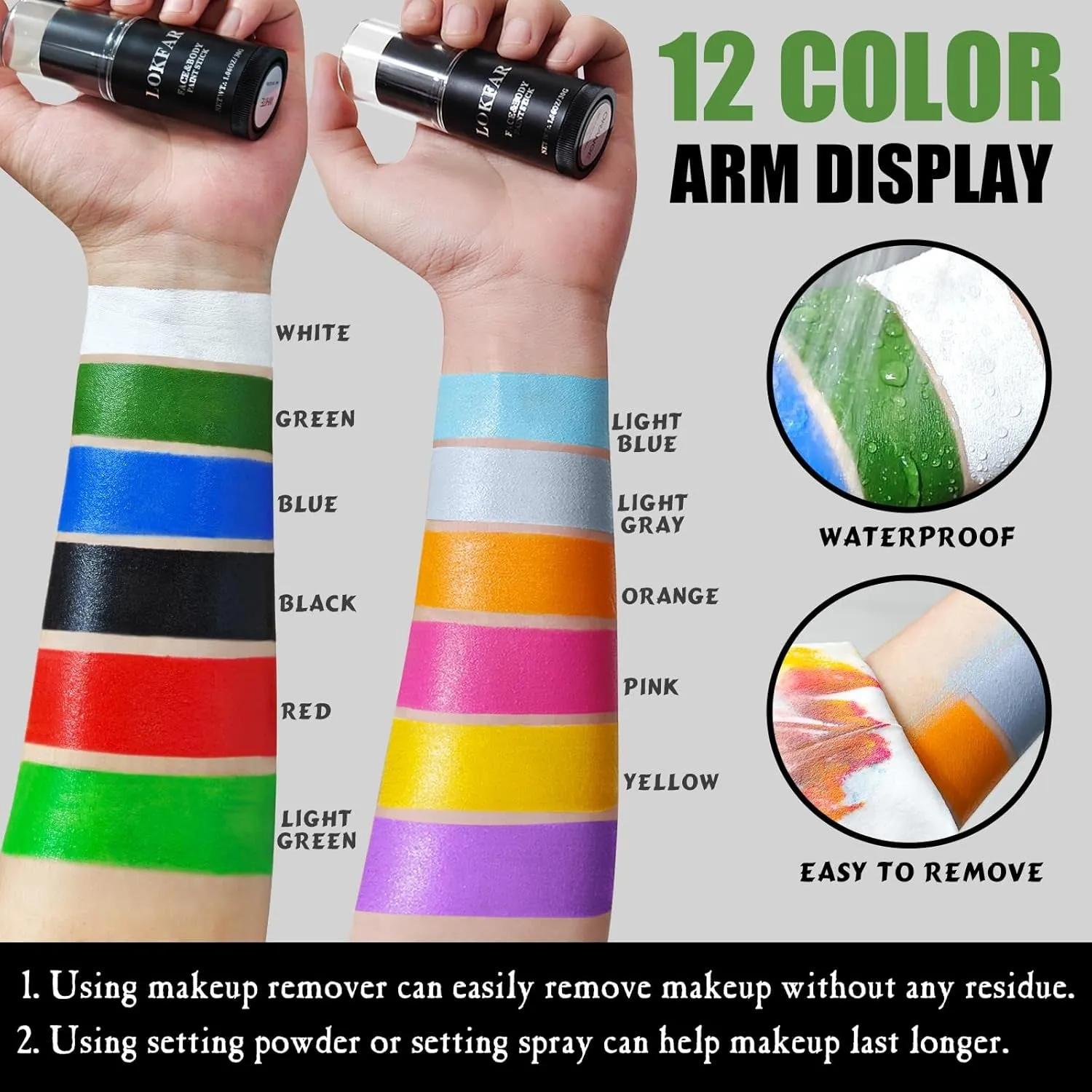 Green Face Paint Stick, Green Body Paint Halloween Face-Paint, Football Baseball Green Eye Black Stick, Full-Coverage Green Face Makeup for Halloween Witch Alien Frankenstein Cosplay Makeup