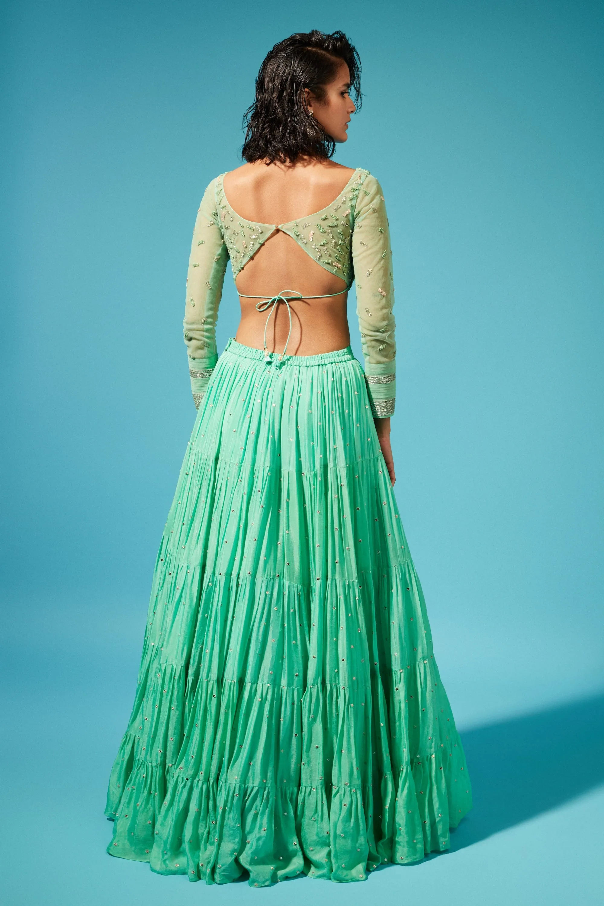 Green Mirai Tiered Skirt Set