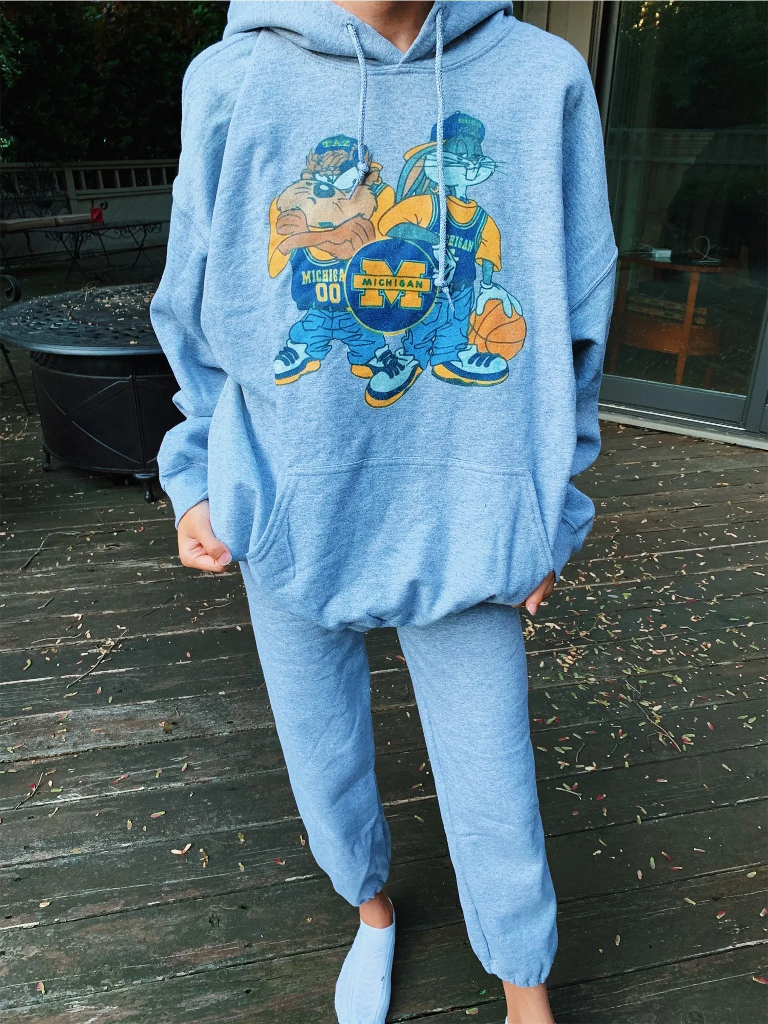 Grey Michigan Looney Tunes Hoodie
