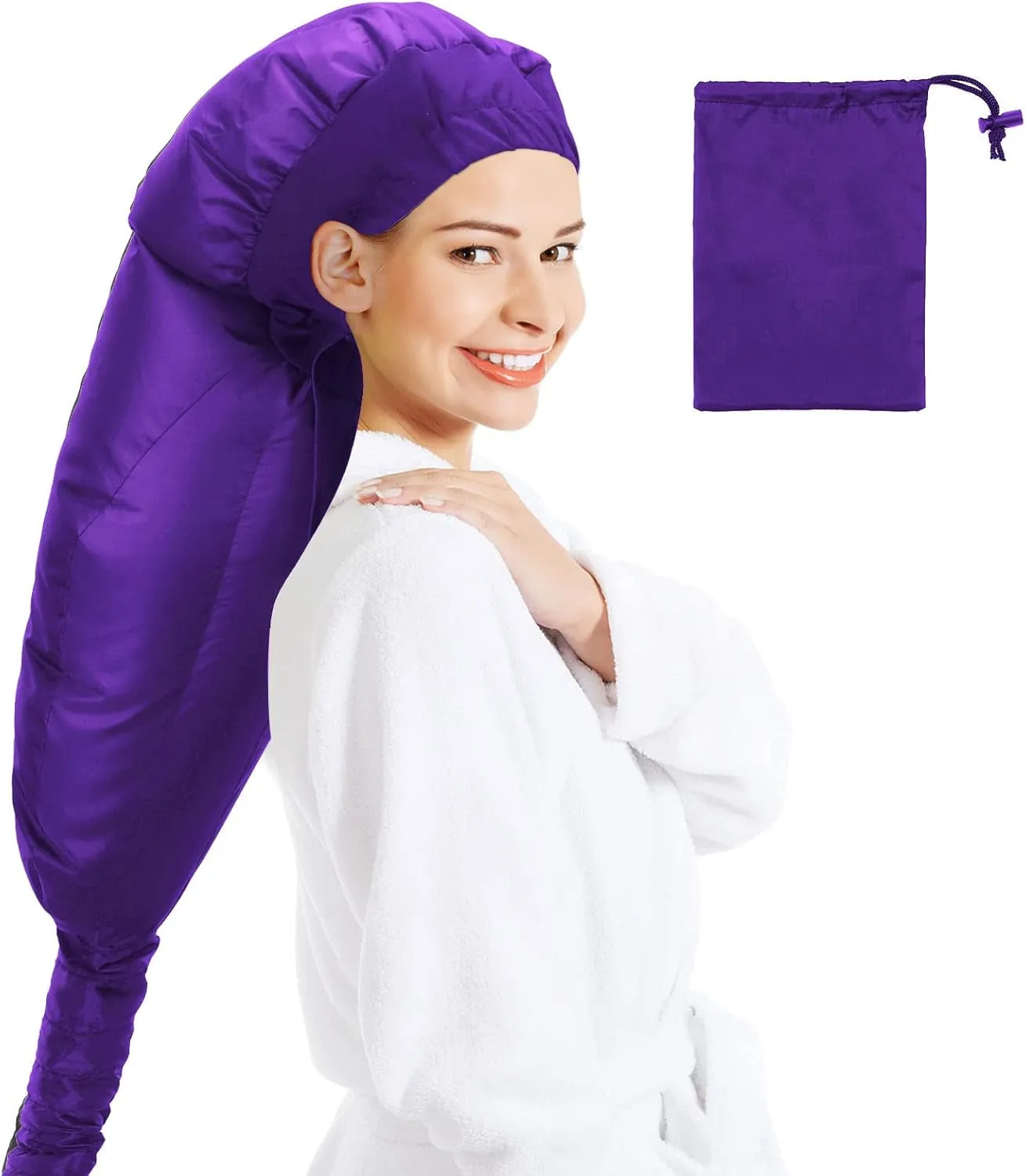Hair Dryer Bonnet - Upgraded Bonnet Hair Dryer with Longer Extended Hose for Easy Styling, Curling and Deep Conditioning, Purple, One Size Fits All
