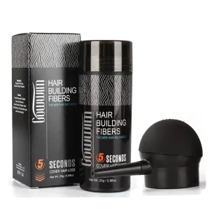 Hair Thickening Fibers 2-In-1 Kit Keratin Building Fibers, Spray Applicator & Hold Spray - Instantly Volumize Sparse Areas (Black)