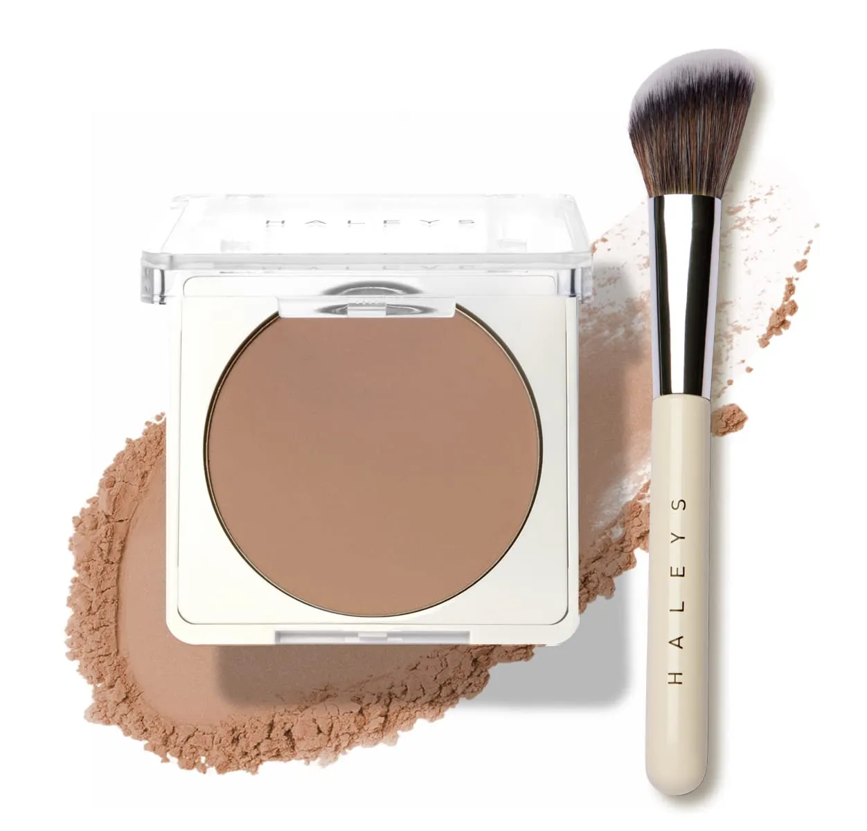 HALEYS Smoothing Contour Set (LIGHT): Sculpt, Define and Enhance Facial Features, Ultra-Blurring, Easy Blending, Longwear, Velvety Matte Finish, Soft Premium Synthetic Bristles, Angled Blending Brush,