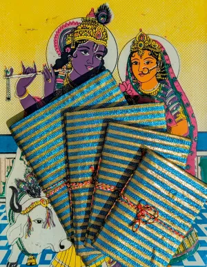Handmade rag paper notebooks - Metallic fabric covers