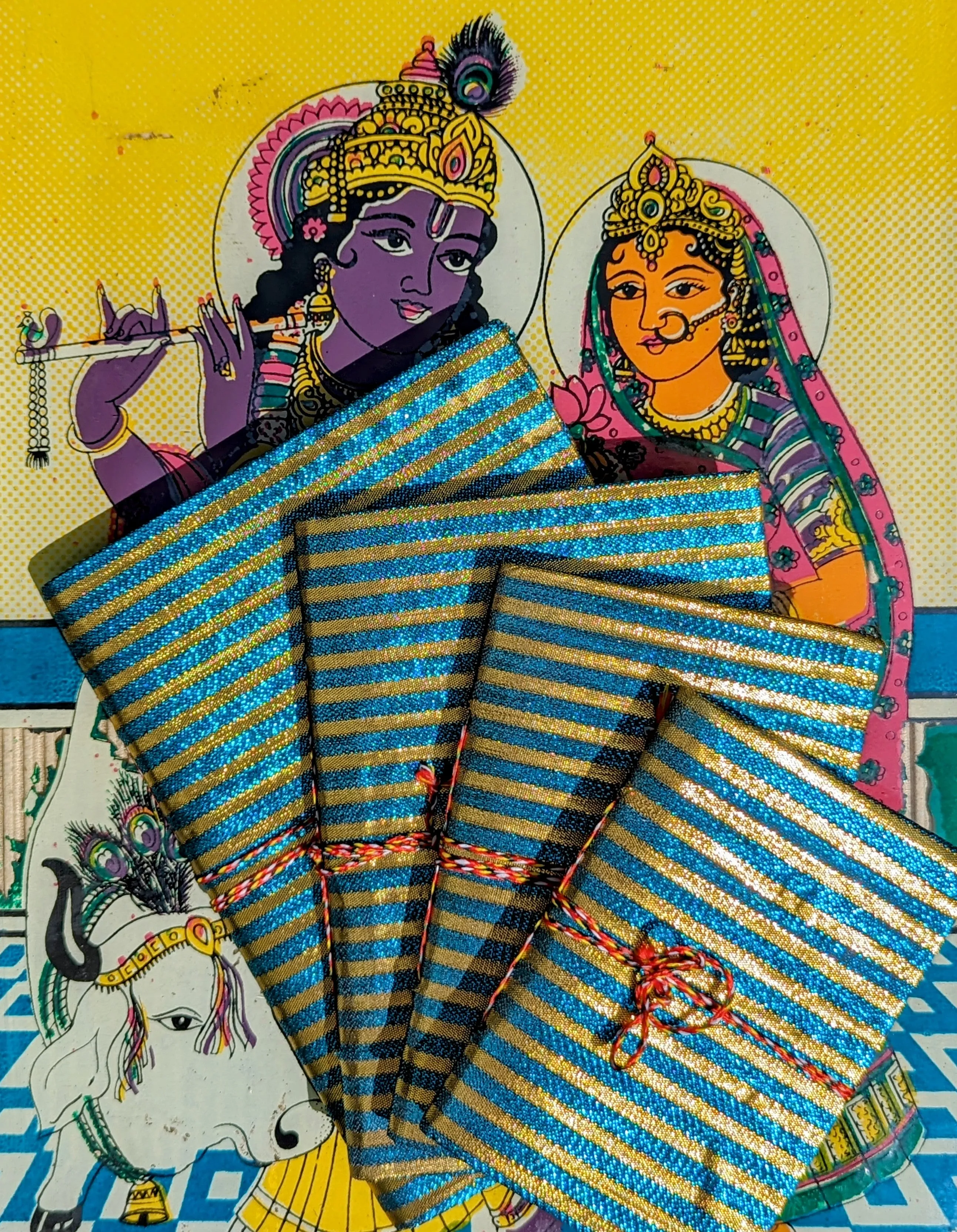 Handmade rag paper notebooks - Metallic fabric covers