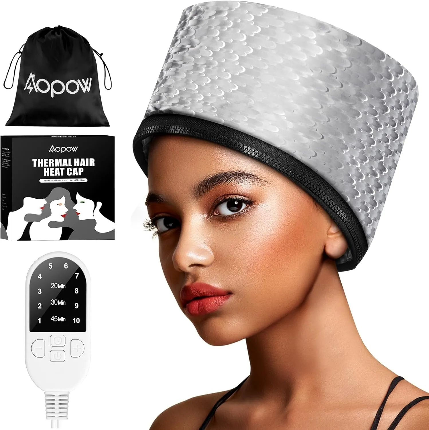 Heat Cap for Deep Conditioning: 10-Level Heats up Quickly 3 Time Settings Hair Steamer for Natural Hair Home Use Thermal Steam Cap for Black Hair Portable Heating Caps for Hair Treatment