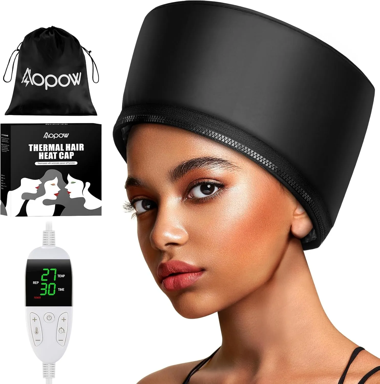 Heat Cap for Deep Conditioning: 10-Level Heats up Quickly 3 Time Settings Hair Steamer for Natural Hair Home Use Thermal Steam Cap for Black Hair Portable Heating Caps for Hair Treatment