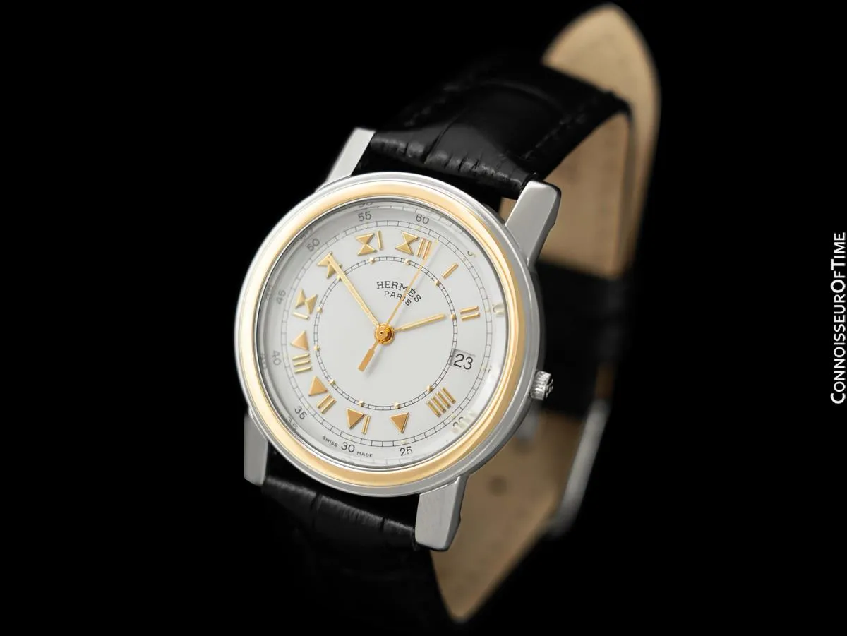 Hermes Carrick Mens Full Size Watch - Stainless Steel & 18K Gold