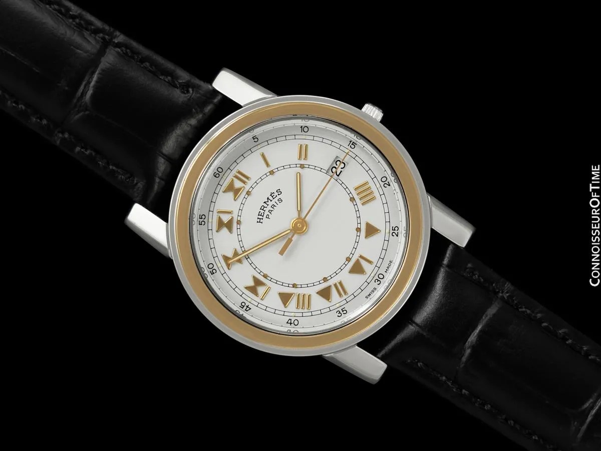 Hermes Carrick Mens Full Size Watch - Stainless Steel & 18K Gold