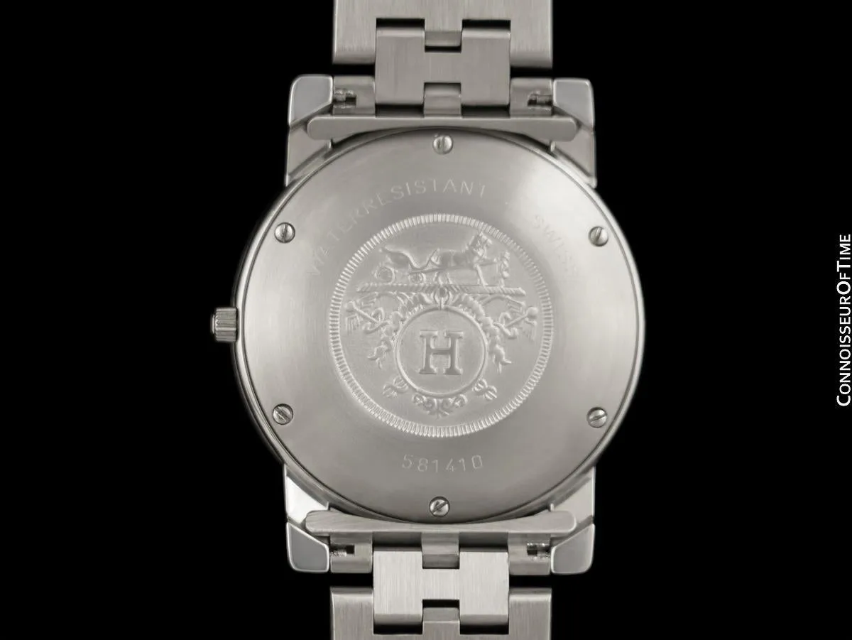 Hermes Carrick Mens Full Size Watch with Bracelet - Stainless Steel & 18K Gold