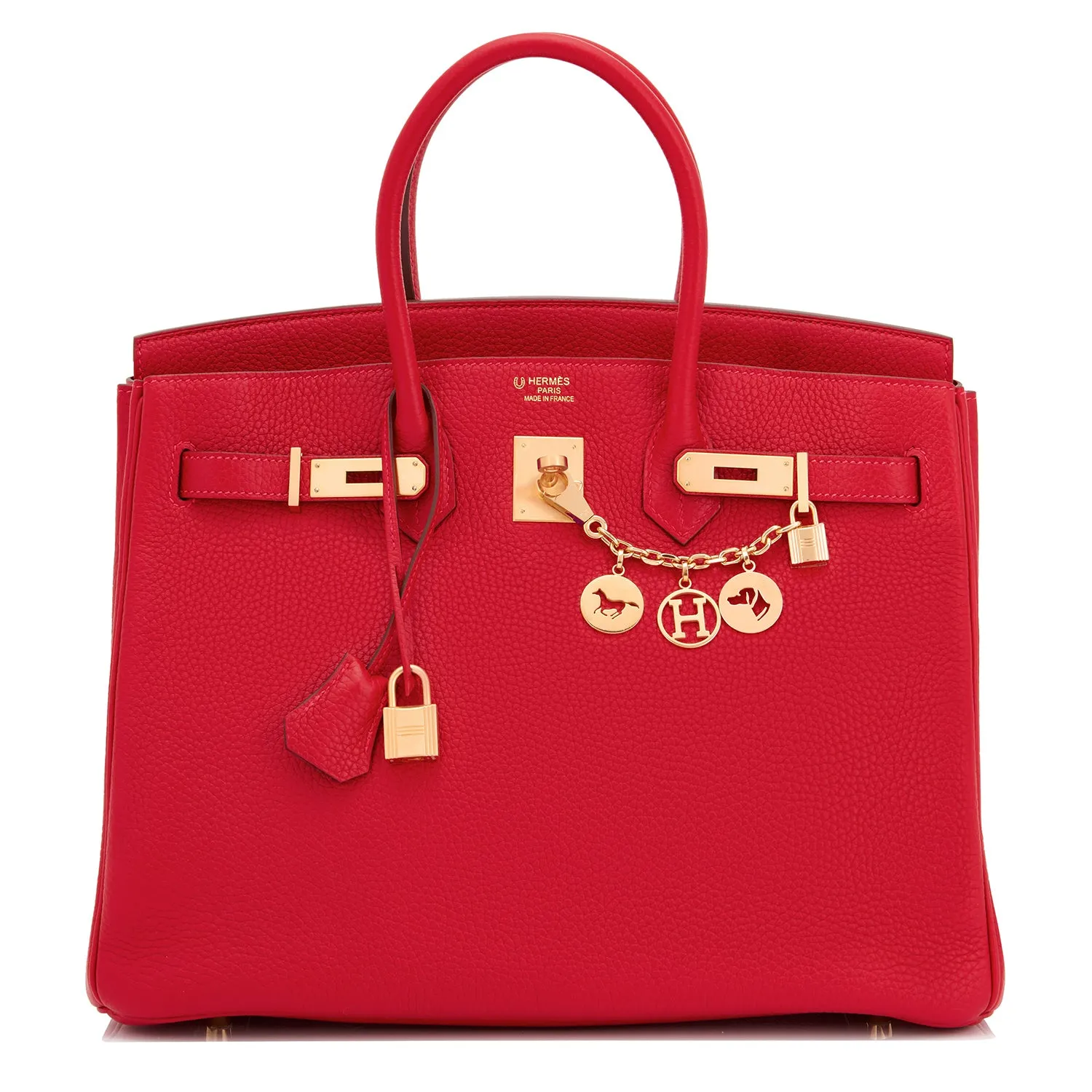 Hermes HSS Rouge Casaque and Rose Extreme 35cm Birkin Special Order Horseshoe Stamp