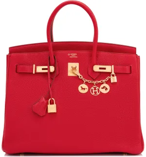 Hermes HSS Rouge Casaque and Rose Extreme 35cm Birkin Special Order Horseshoe Stamp