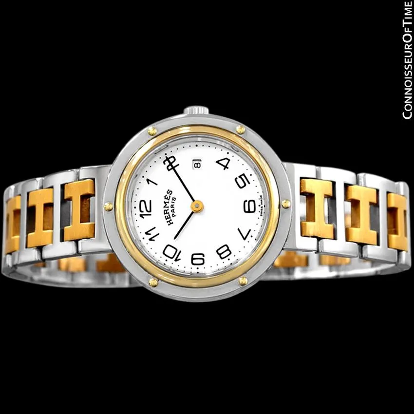 Hermes Ladies Clipper 2-Tone Quartz Watch - Stainless Steel & 18K Gold Plated