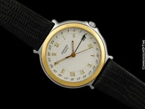 Hermes Mens Full Size Captain Nemo GMT Quartz Watch - Stainless Steel & 18K Gold