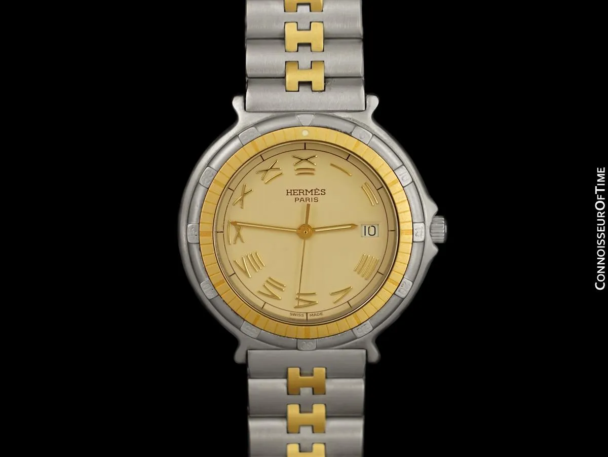 Hermes Mens Full Size Captain Nemo Quartz Divers Watch - Stainless Steel & 18K Gold Plated