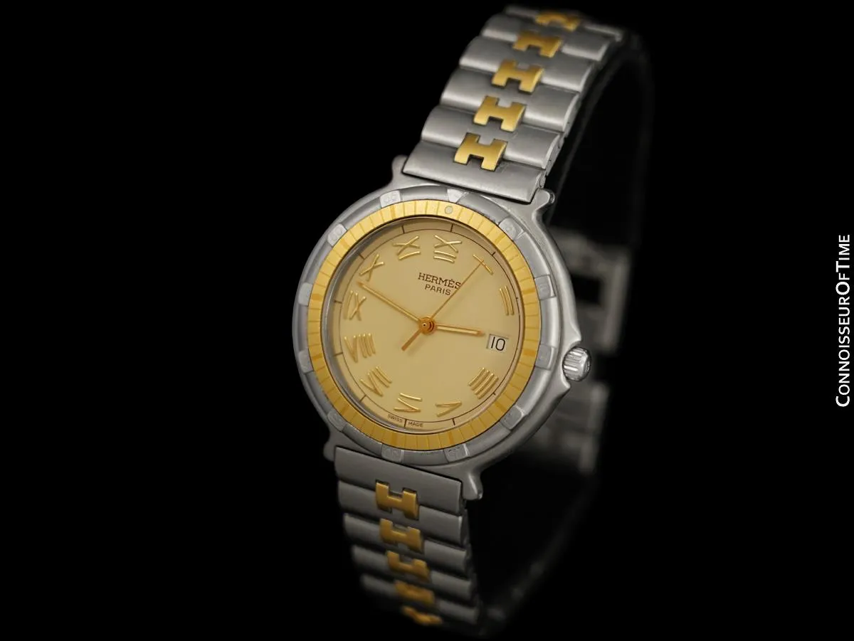 Hermes Mens Full Size Captain Nemo Quartz Divers Watch - Stainless Steel & 18K Gold Plated