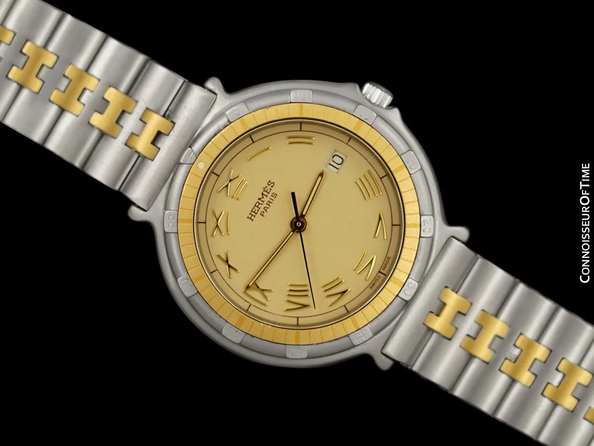 Hermes Mens Full Size Captain Nemo Quartz Divers Watch - Stainless Steel & 18K Gold Plated