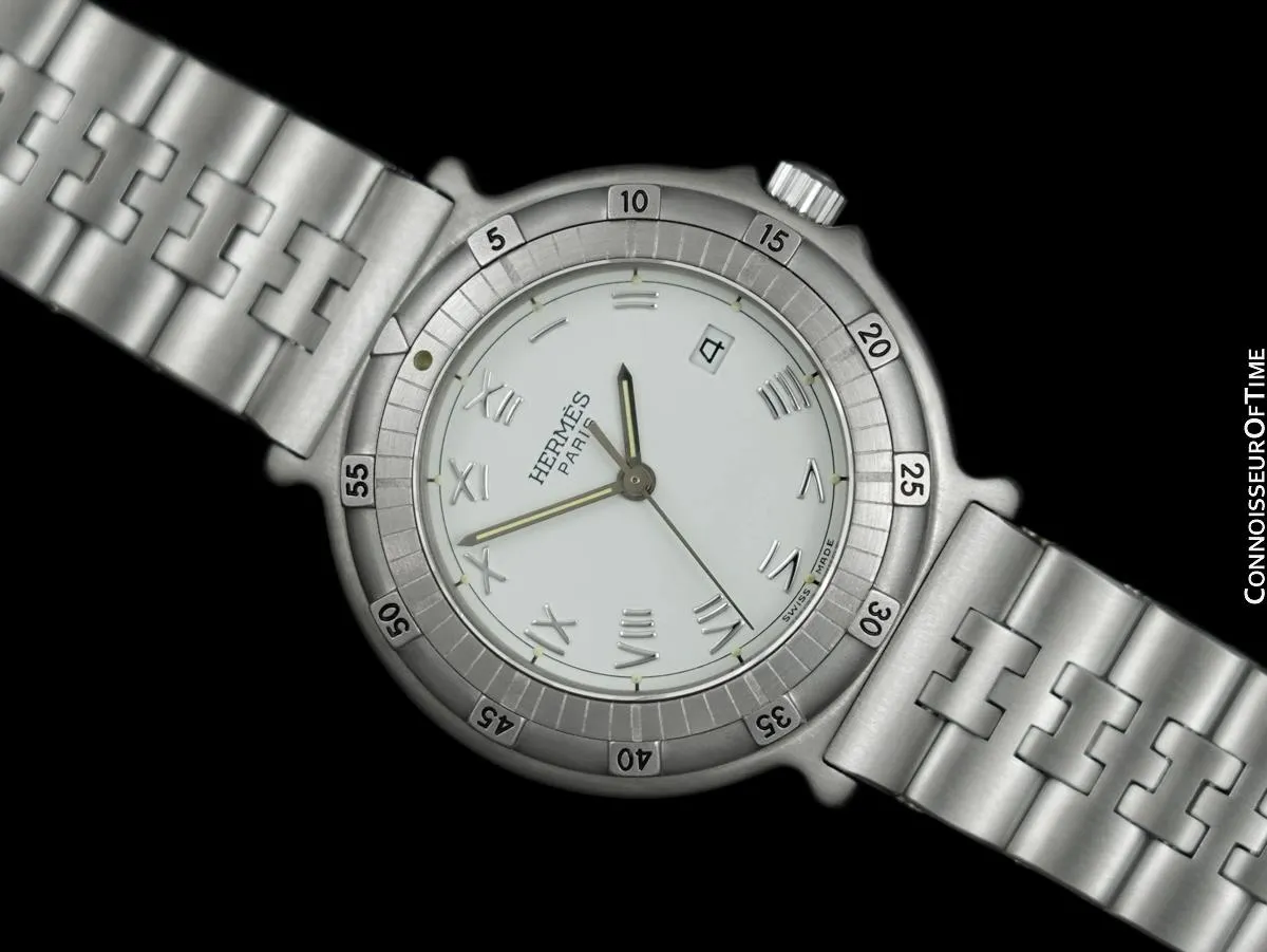 Hermes Mens Midsize Unisex Captain Nemo Quartz Divers Watch - Stainless Steel
