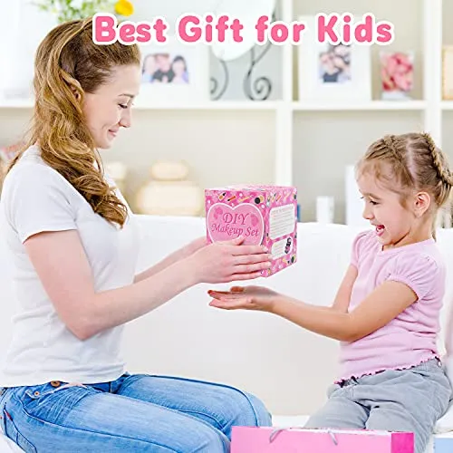 Hollyhi 41 Pcs Kids Makeup Toy Kit for Girls, Washable Makeup Set Toy with Real Cosmetic Case for Little Girl, Pretend Play Makeup Beauty Set Birthday Toys Gift for 3 4 5 6 7 8 9 10 Years Old Kid
