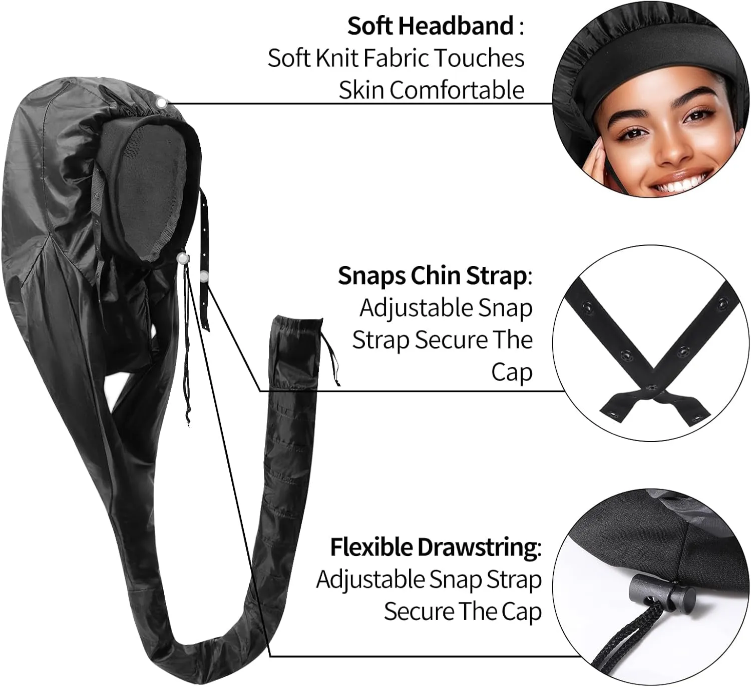 Hooded Hair Drying Bonnet Large Size for Heavy&Long Hair,Portable Heat Cap for Nature Curls,Hair Dryer Bonnet Curly Hair,Deep Conditioning at Home,Hair Dryer Diffuser Cap for Curly Hair