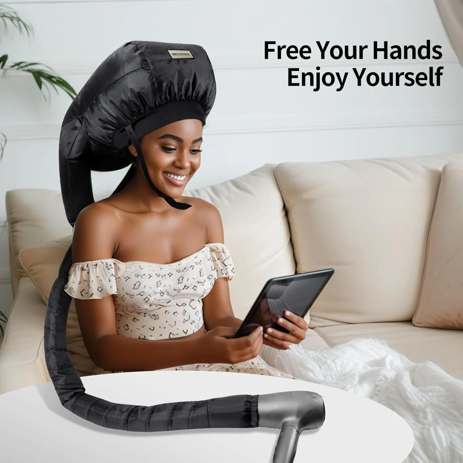 Hooded Hair Drying Bonnet Large Size for Heavy&Long Hair,Portable Heat Cap for Nature Curls,Hair Dryer Bonnet Curly Hair,Deep Conditioning at Home,Hair Dryer Diffuser Cap for Curly Hair