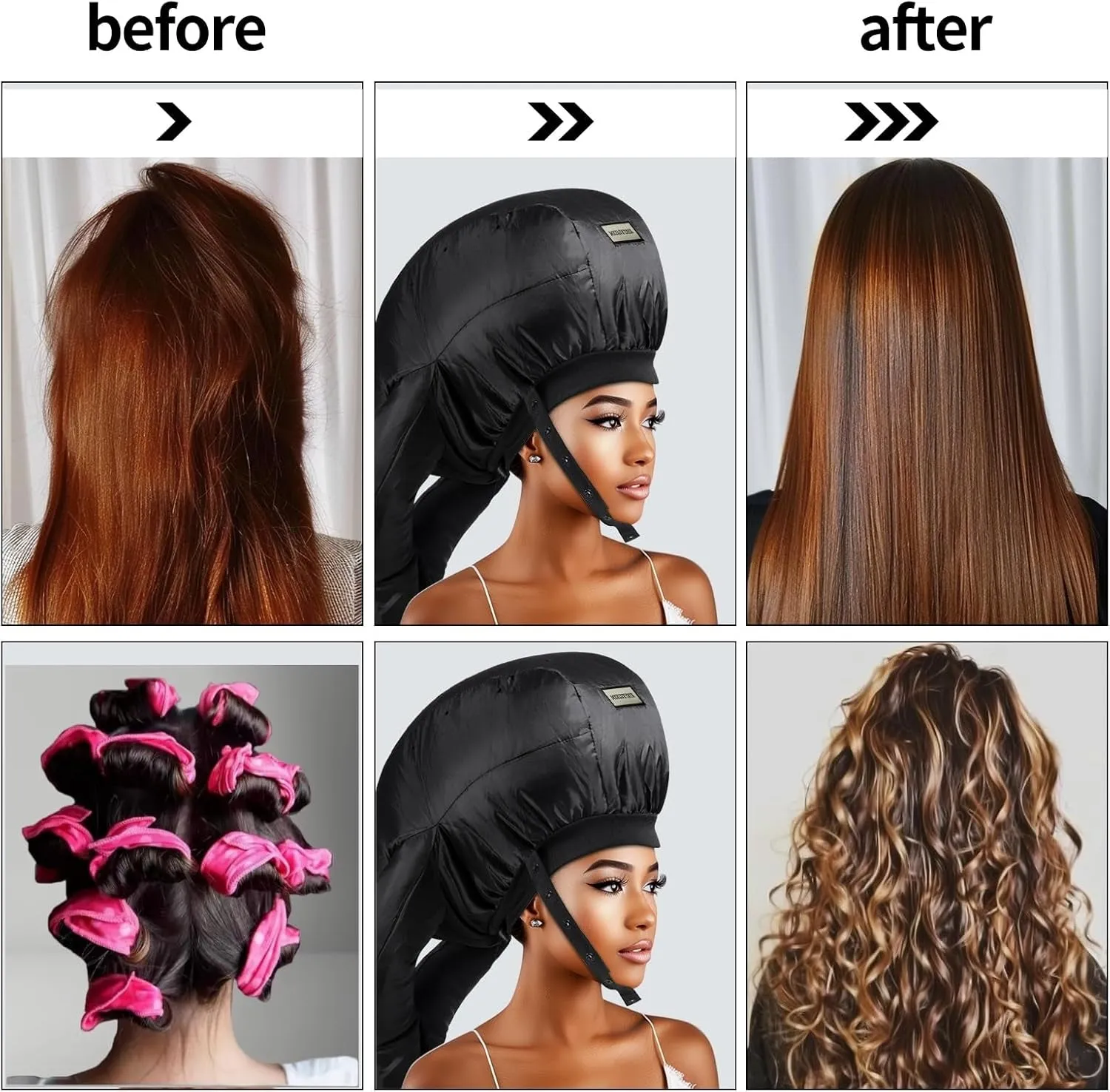 Hooded Hair Drying Bonnet Large Size for Heavy&Long Hair,Portable Heat Cap for Nature Curls,Hair Dryer Bonnet Curly Hair,Deep Conditioning at Home,Hair Dryer Diffuser Cap for Curly Hair