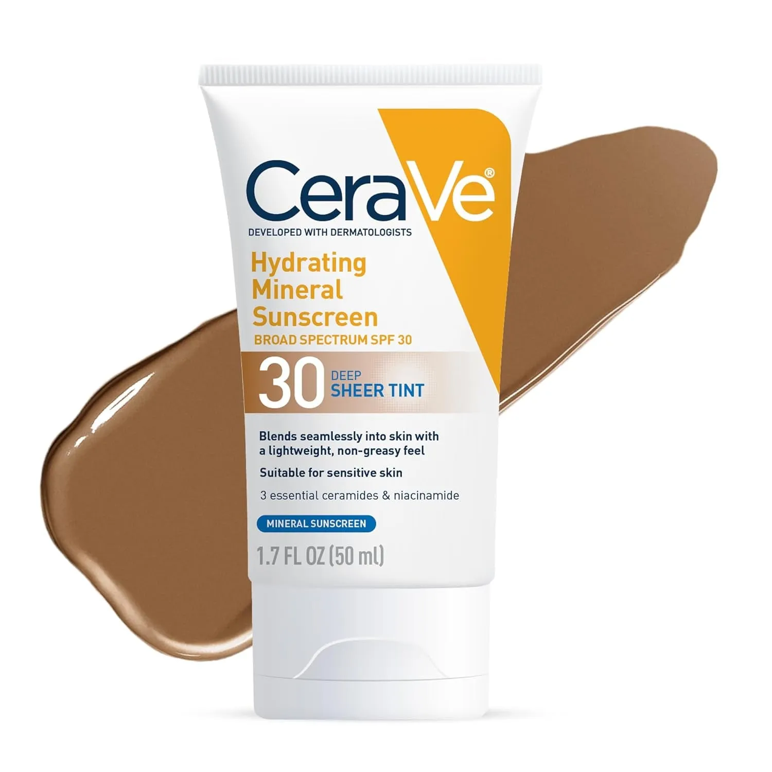Hydrating Mineral Sunscreen SPF 30 with Sheer Tint, Tinted Mineral Sunscreen with Zinc Oxide & Titanium Dioxide, Blends Seamlessly for Healthy Glow, Medium, 1.7 Fluid Ounce