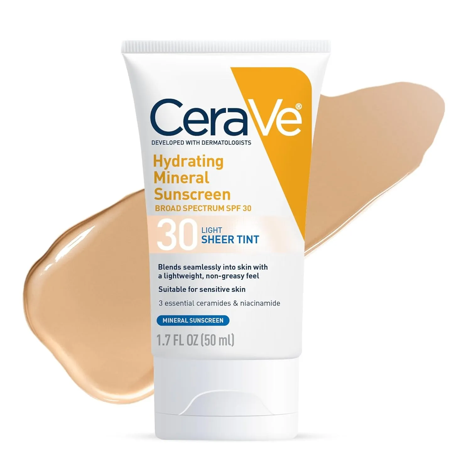 Hydrating Mineral Sunscreen SPF 30 with Sheer Tint, Tinted Mineral Sunscreen with Zinc Oxide & Titanium Dioxide, Blends Seamlessly for Healthy Glow, Medium, 1.7 Fluid Ounce