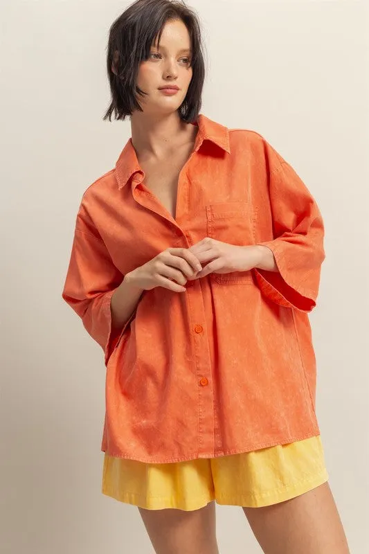 HYFVE Button Down Collared Neck Relaxed Fit Shirt