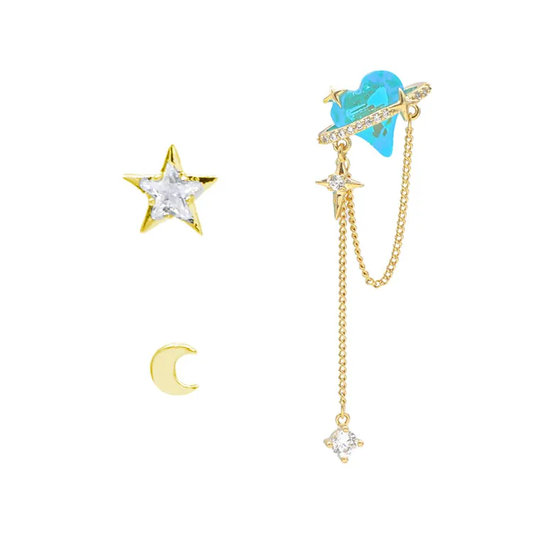 Interstellar Heart Earrings Set