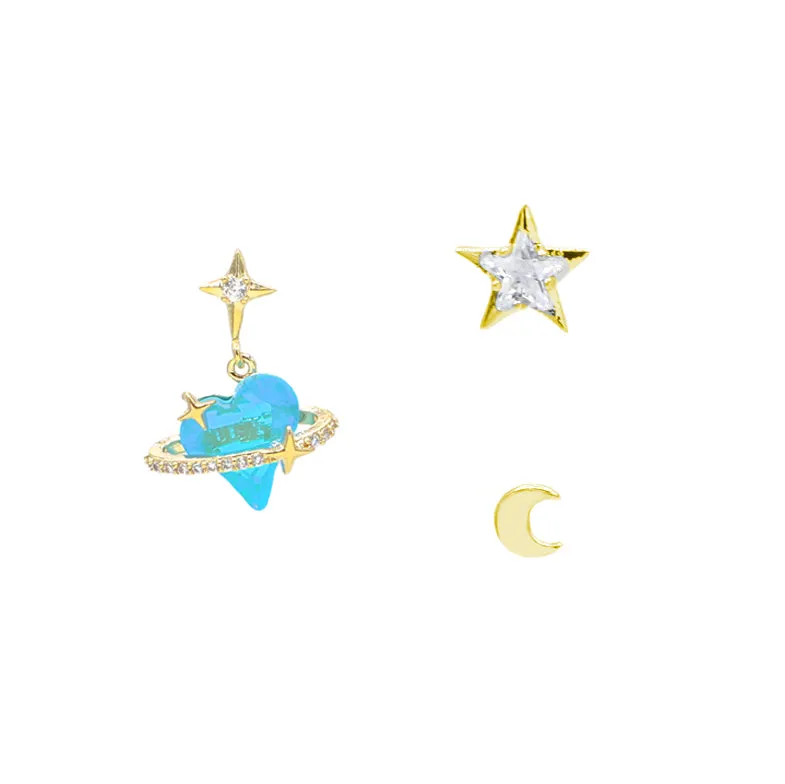 Interstellar Heart Earrings Set