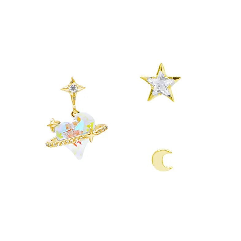 Interstellar Heart Earrings Set