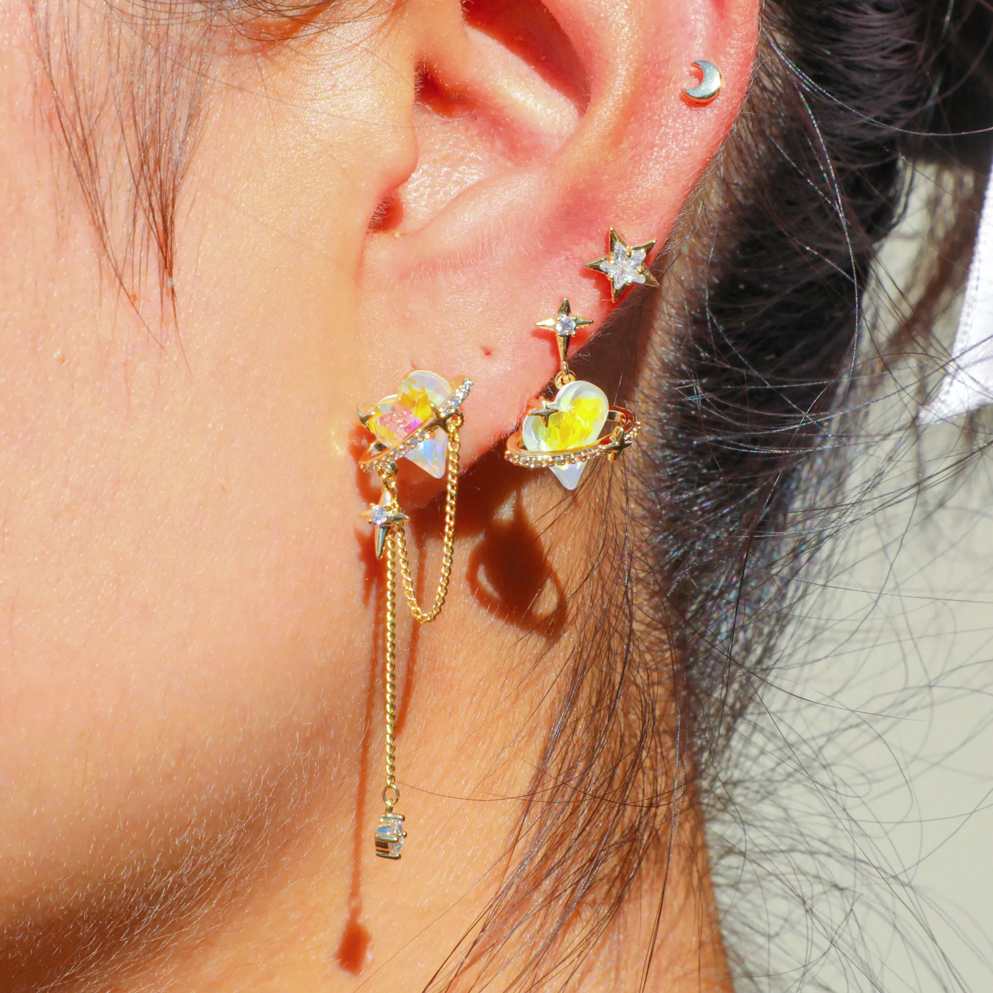 Interstellar Heart Earrings Set