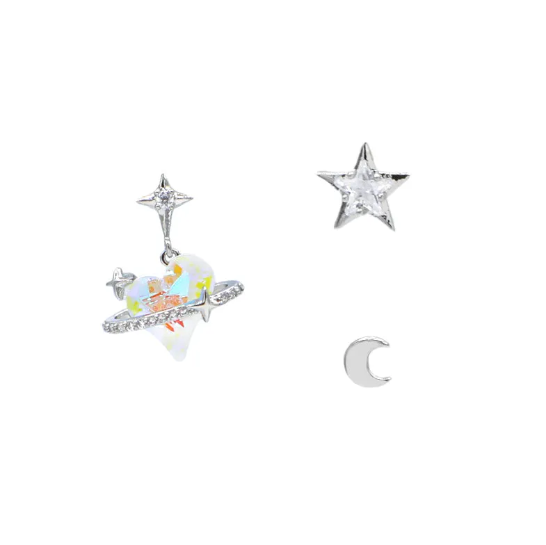 Interstellar Heart Earrings Set