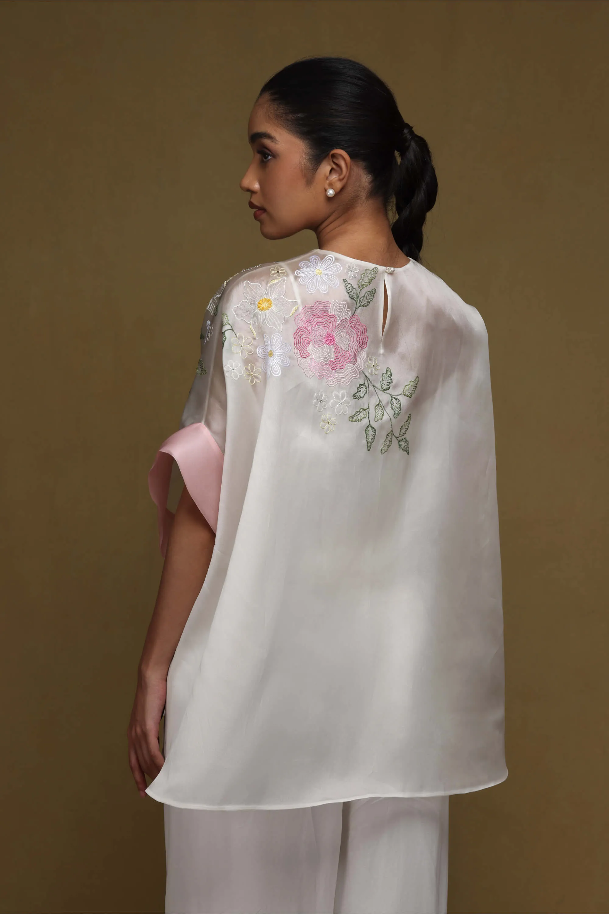 Ivory floral boxy top