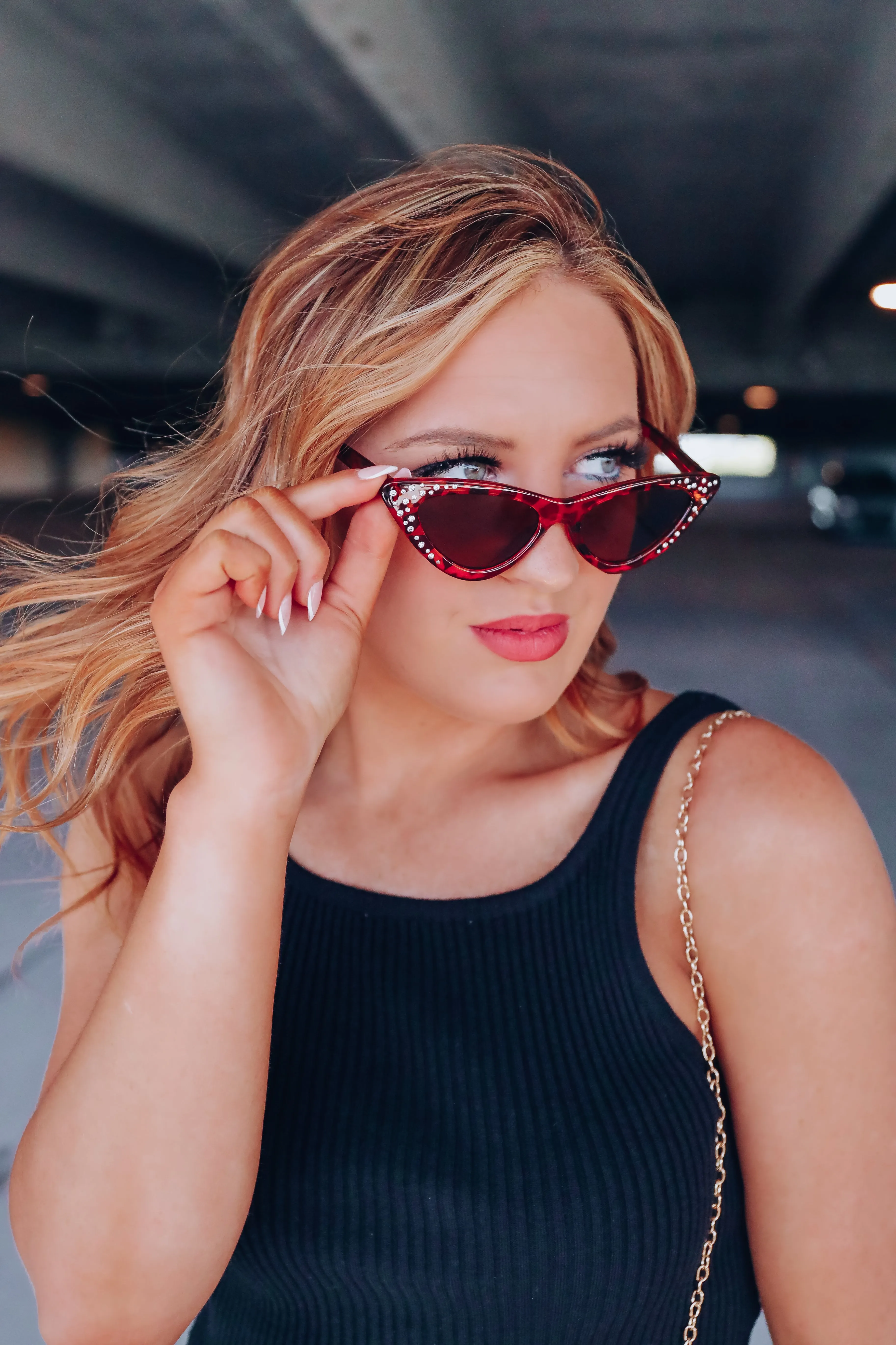 Janlee Studded Cat Eye Sunglasses- Leopard