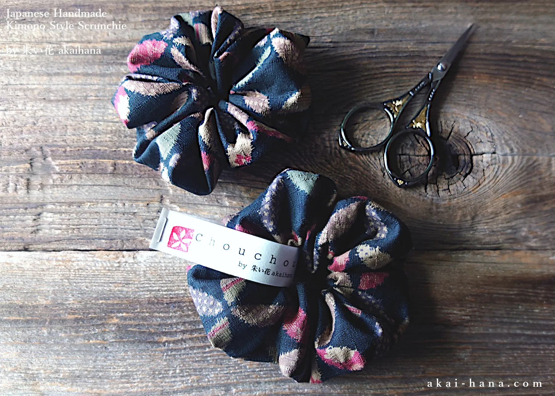Japanese Handmade Kimono Style Scrunchies, Gara Shippou ⦿scjf0038
