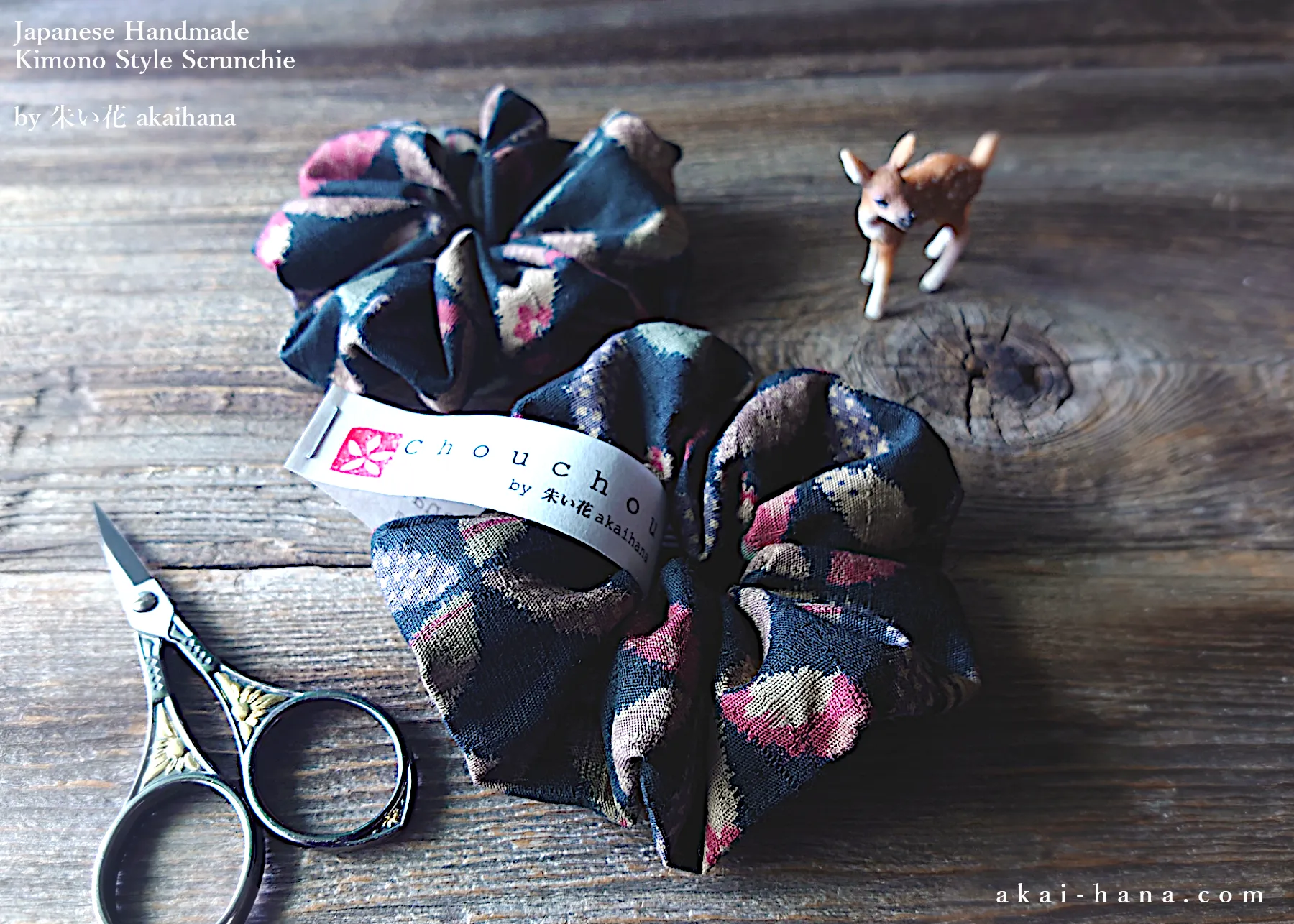 Japanese Handmade Kimono Style Scrunchies, Gara Shippou ⦿scjf0038