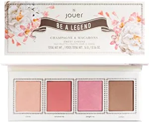 Jouer Champagne & Macaron Face Palette | Men & Women | Healthy Ingredients | Beauty Cosmetics | 2 Blushes, Highlighter & Bronzer | Paraben, Gluten & Cruelty Free | Vegan Friendly